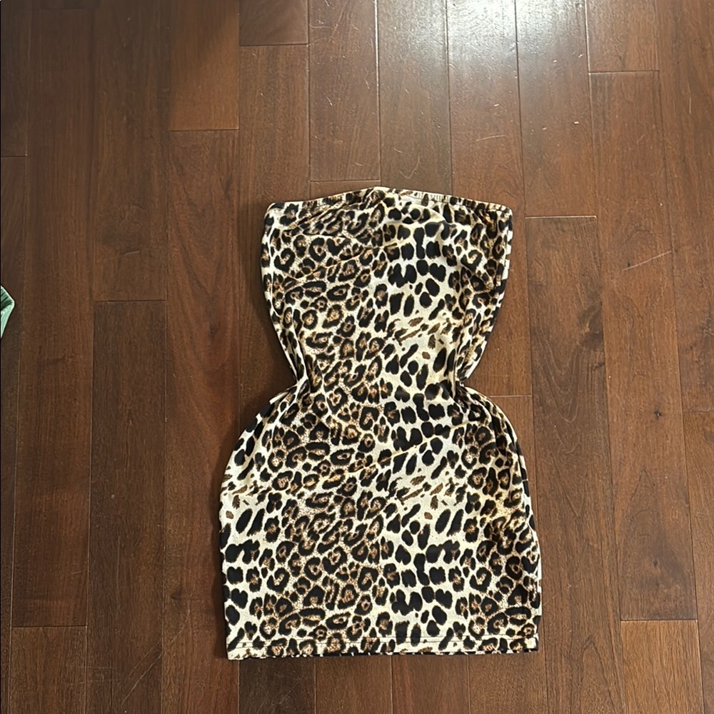 Leopard Print Strapless Dress